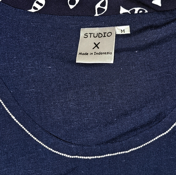 Studio X Fish Print Linen Blend Midi Dress - Picture 6 of 6